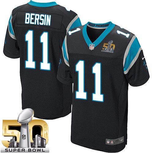 Men's Elite Brenton Bersin Super Bowl L Nike Jersey Black Home - #11 NFL Carolina Panthers